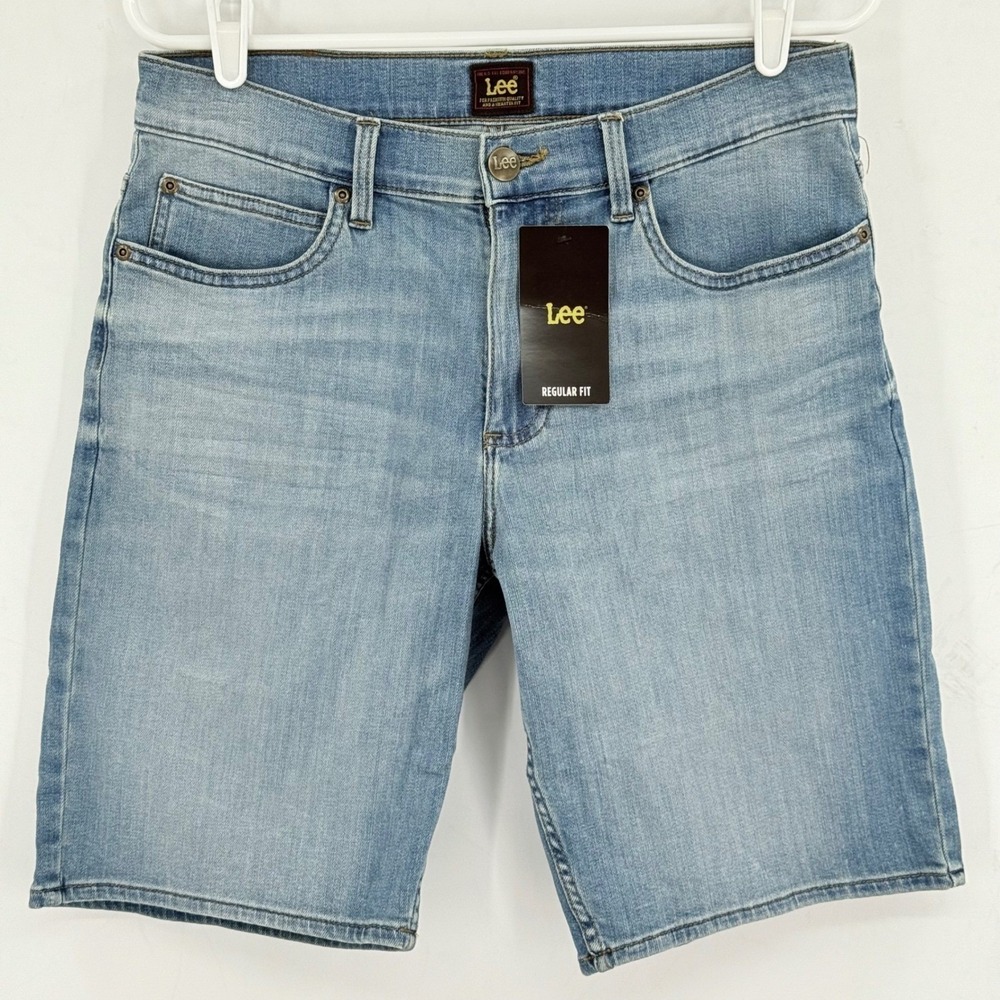 Lee Men's Stretch Regular Fit Blue Venture Denim Shorts Size 30 Inseam 10" NWT